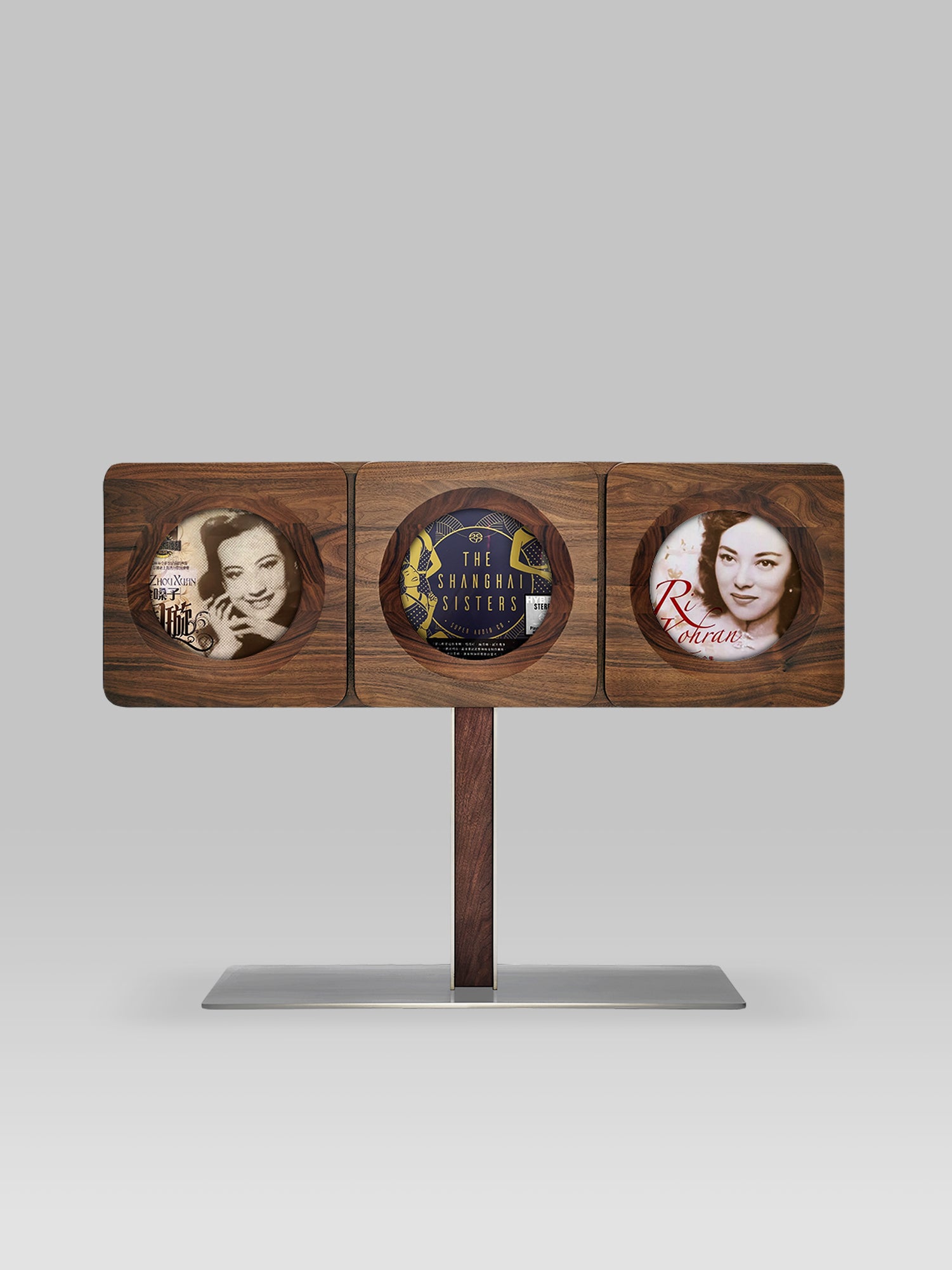 SHANGHAI 12h record cabinet 122×45×90cm 48×17.7×35.4in Black walnut